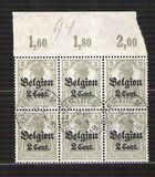 [German Empire Postage Stamps Surcharged "F and Cent" & Overprinted "Belgien", 類型 B]