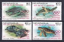[Airmail - Year of Liberation 1979 and Nicaragua's Participation in Olympic Games 1980 - Protected Sea Turtles, Вид AZK]