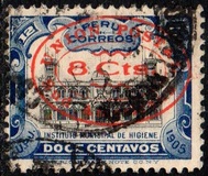 [Overprinted "UNION POSTAL" and Surcharged "8 Cts", වර්ගය CQ3]