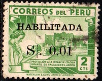 [Overprinted "HABILITADA S/." and Surcharged, ประเภท HV2]