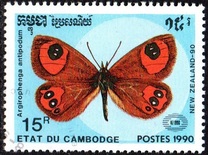 [International Stamp Exhibition "New Zealand '90" - Auckland, New Zealand - Butterflies, Tipe AKC]