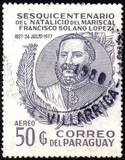 [Airmail - The 150th Anniversary of the Birth of Marshal Francisco Solano Lopez, 1827-1870, type BRP1]