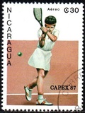 [Airmail - International Stamp Exhibition "CAPEX '87" - Toronto, Canada - Tennis Players, type BWQ]