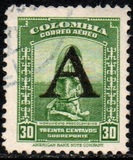 [Airmail - Previous Issues Overprinted A = "Avianca", type QK]