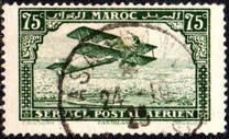 [Airmail - Plane over Casablanca - Inscribed MAROC above, POSTAL SERVICE AERIEN below, type AF]