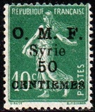 [Sellos de Francia sobrecargados y con la impresión "O.M.F. - Syrie"., tipo M3]