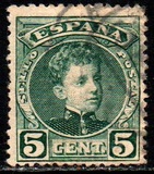 [King Alfonso XIII - Blue Control Numbers on Backside, type AT1]