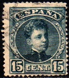 [King Alfonso XIII - Blue Control Numbers on Backside, type AT3]