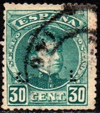 [King Alfonso XIII - Blue Control Numbers on Backside, type AT6]