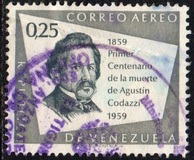 [Airmail - The 100th Anniversary of the Death of Agustin Codazzi, Geographer, 1793-1859, type AXX6]