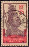 [Warrior - Inscription "AFRIQUE EQUATORIALE GABON" - Yellowish Paper, type I9]