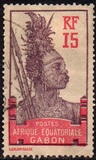 [Warrior - Inscription "AFRIQUE EQUATORIALE GABON" - Yellowish Paper, type I9]