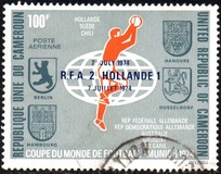 [Airmail - West Germany's Victory in Football World Cup Championships - Issues of 1974 Overprinted "7th JULY 1974 R.F.A. 2 HOLLANDE 1 7 JUILLET 1974", Вид QN1]