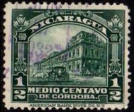 [Government Building in Managua and León Cathedral Stamps of 1914 in New Colors, type CF1]
