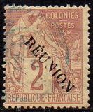 [French Colonies Postage Stamps Overprinted "REUNION", type F1]