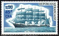 [Large French Sailing Ship "France II" - Stamp of France Surcharged, type FF]