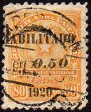 [Coat of Arms - Issues of 1913 Overprinted "HABILITADO en 0.50 1920" and Surcharged, type DA]