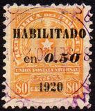 [Coat of Arms - Issues of 1913 Overprinted "HABILITADO en 0.50 1920" and Surcharged, type DA]