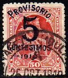 [Issues of 1900 and 1906 Overprinted "PROVISORIO" and Surcharged "5 MILESIMOS (or CENTESIMOS) 1910", Tip XEJ]