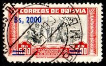 [Currency Revaluation - Founding of La Paz stamps of 1951 Surcharged, ประเภท FW2]