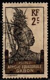 [Warrior - Inscription "AFRIQUE EQUATORIALE GABON" - Yellowish Paper, type I2]