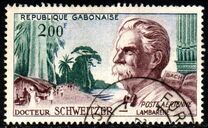 [Airmail - Dr. Albert Schweitzer (Philosopher and Missionary), Organ and View of Lambarene, type AK]