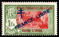 [Pondicherry Temple Stamps of 1929 Overprinted with Cross of Lorraine & "FRANCE LIBRE", type AS1]