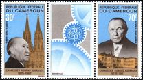 [Homenaje al canciller Konrad Adenauer, 1876 - 1967. Díptico con viñeta central. Aéreos., tipo HW]
