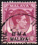 [Straits Settlements Postage Stamps Overprinted "B M A MALAYA" in Black or Red Colour, type A6]