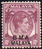 [Straits Settlements Postage Stamps Overprinted "B M A MALAYA" in Black or Red Colour, type A6]