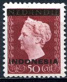 [Queen Wilhelmina - Netherlands Indies Stamps Overprinted "INDONESIA" - Bar 2,2mm High, Tip A9]