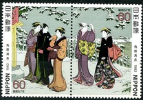 [Philatelic Week - Enjoying Snow Landscape of Matsuchi-yama, Painting by Torii Kiyonaga, тып BMI]