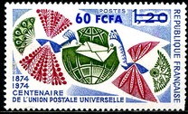 [The 100th Anniversary of UPU - Stamp of France Surcharged, type FO]