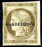 [French Colonies- General Issues No. 22 & 23 Overprinted "GUADELOUPE", 类型 F]