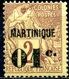 [French Colonies - General Issues No.46-57 Surcharged & Overprinted "MARTINIQUE", type B1]