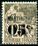 [French Colonies No.53 Surcharged & Overprinted "1892 - MARTINIQUE", type E]