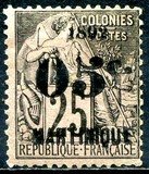 [French Colonies No.53 Surcharged & Overprinted "1892 - MARTINIQUE", type E1]