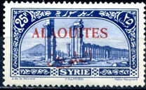 [Syrian Postage Stamps Overprinted in Red, Black or Blue, type D16]