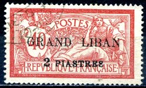 [French Postage Stamps Surcharged & Overprinted "GRAND LIBAN", tipas B]