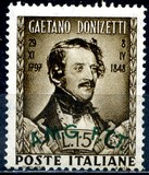 [The 100th Anniversary of the Death of Donizetti - Italy Postage Stamp Overprinted "A.M.G. F.T.T.", タイプ I]