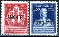 [The 150th Anniversary of the Invention of the Voltaic Pile - Italy Postage Stamps Overprinted "AMG-FTT", type V]