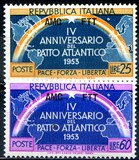 [The 4th Anniversary of NATO - Italy Postage Stamps Overprinted "AMG - FTT", වර්ගය CN]
