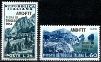 [Trieste Fair - Italy Postage Stamps Overprinted "AMG-FTT - FIERA DI - TRIESTE - 1954"", Tip CW]