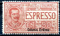 [Special Delivery - Italian Postage Stamp Overprinted "Colonia Eritrea", Typ P]