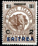 [Italian Postage Stamps Overprinted "ERITREA" in Dark Blue or Red & Surcharged, Typ W]