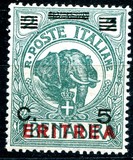 [Italian Postage Stamps Overprinted "ERITREA" in Dark Blue or Red & Surcharged, Typ W1]