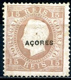 [King Luis I - Portuguese Stamps Overprinted "Acores" in Small, type F1]