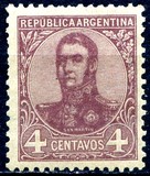[General San Martin - Watermark 3,4 or Unwatermarked, type BK4]