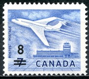[Airliner & Ottawa Airport - Stamp of 1964 Surcharged, type JJ2]