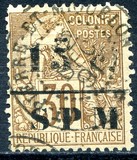 [French Colonies - General Issues Stamps Surcharged & Overprinted "SPM", type E]
